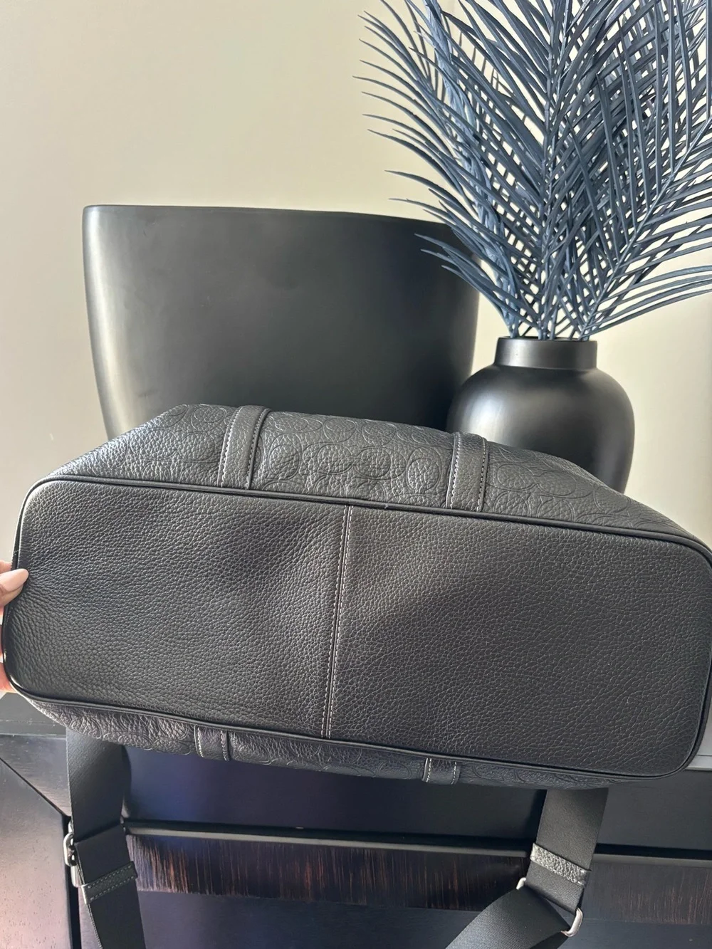 COACH Caleb Signature Leather Work Bag - Black